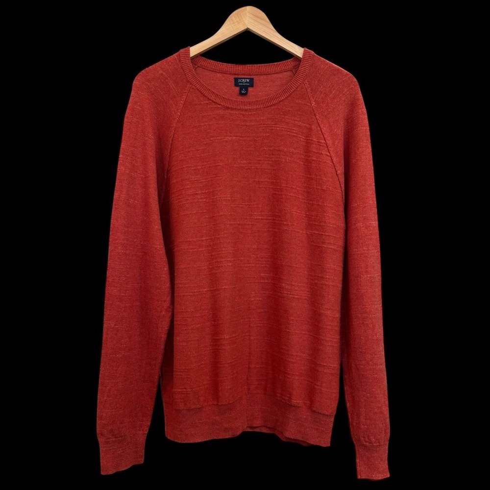 J. Crew Burnt Orange Rust Crewneck‎ 100% Cotton Pullover Sweater Men Size L #229